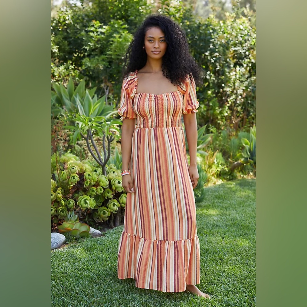 ***NWT*** Charlie Holiday Colorful Striped Puff Sleeve Dress